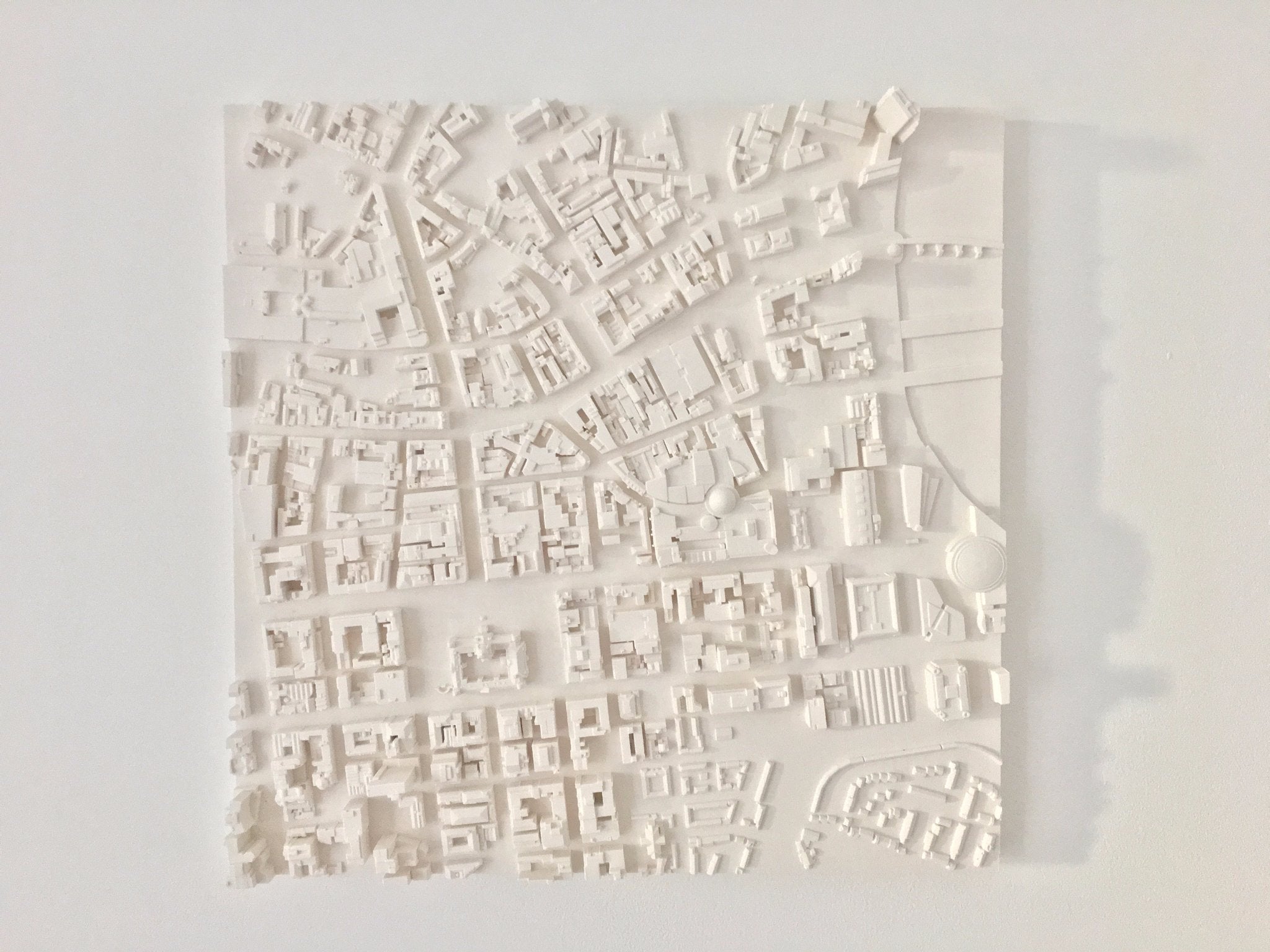 plaster cast model of Belfast city map