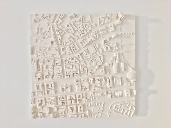 plaster cast model of Belfast city map